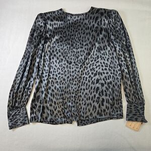 Vintage Levanté  New 100% Silk Leopard Animal Print Blouse Size 10